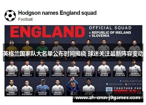 英格兰国家队大名单公布时间揭晓 球迷关注最新阵容变动